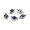 Picture of 304 Stainless Steel & Glass Connectors Round Silver Tone Deep Blue Faceted 17mm x 10mm, 1 Piece