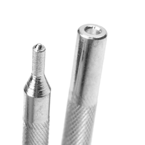 Bild von Eisenlegierung Leder Werkzeug Druckknopf werkzeug Handschlageisen Locheisen Silberfarbe 7.5cm x 0.7cm  7cm x0.8cm, 3 Set(2 Stück/Set)