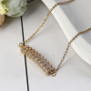 Picture of 304 Stainless Steel Necklace Gold Plated Leaf Clear Rhinestone 46.5cm(18 2/8") long, 1 Piece