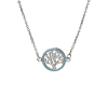 Picture of 304 Stainless Steel Necklace Silver Tone Round Tree Blue Rhinestone 46.5cm(18 2/8") long, 1 Piece