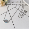Picture of 304 Stainless Steel Necklace Silver Tone Round Tree Blue Rhinestone 46.5cm(18 2/8") long, 1 Piece
