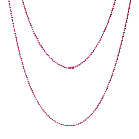 Изображение Ожерелья из Цепочек Фуксия, Цепи из Шариков 1.5мм, 59см длина, 1.5мм 1 Пакет （ 10 ШТ/Пачка)
