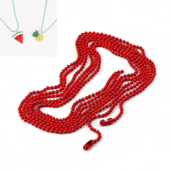 Изображение Ожерелья из Цепочек Красный, Цепи из Шариков 1.5мм, 59см длина, 1.5мм 1 Пакет （ 10 ШТ/Пачка)