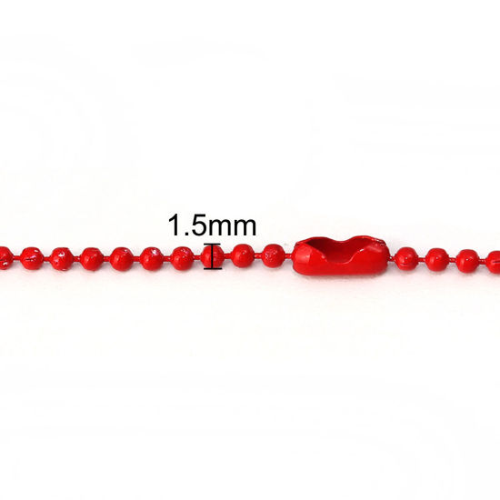 Image de Colliers de Chaînes en Alliage de Fer Rouge Chaîne Maille Bille 59cm long, Taille de Chaîne: 1.5mm, 1 Paquet (10 Pcs/Paquet)