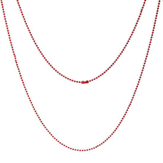 Изображение Ожерелья из Цепочек Красный, Цепи из Шариков 1.5мм, 59см длина, 1.5мм 1 Пакет （ 10 ШТ/Пачка)