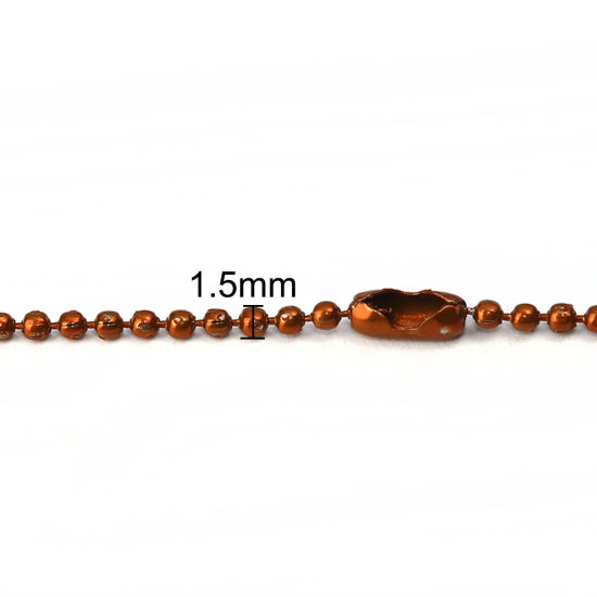 Image de Colliers de Chaînes en Alliage de Fer Café Chaîne Maille Bille 59cm long, Taille de Chaîne: 1.5mm, 1 Paquet (10 Pcs/Paquet)