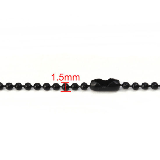 Изображение Ожерелья из Цепочек Черный, Цепи из Шариков 1.5мм, 59см длина, 1.5мм 1 Пакет （ 10 ШТ/Пачка)