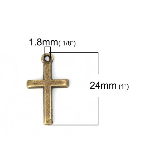 Picture of Zinc Based Alloy Charms Cross Antique Bronze 24mm(1") x 14mm( 4/8"), 50 PCs