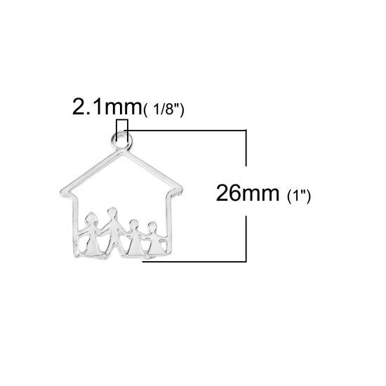 Imagen de Zamak Familia Colgantes Charms Casa Argentado Humano 26mm x 25mm, 20 Unidades