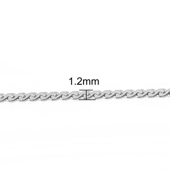 Immagine di 304 Acciaio Inossidabile Catena di Altri Stili Collana A Forma di Lettera S Tono Argento 50.5cm Lunghezza, Dimensione della Catena 1.2mm, 1 Pz