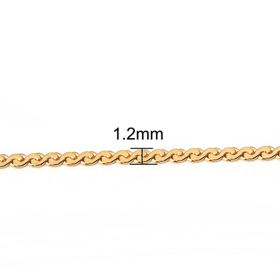 Imagen de 1 Unidad Enchapado al Vacío 304 Acero Inoxidable Cadenas Collares En forma de S Chapado en Oro 50.5cm longitud, Cadena: 1.2mm