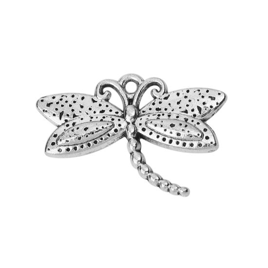 Imagen de Zamak Colgantes Charms Libélula Plata Antigua 24mm x 16mm, 50 Unidades