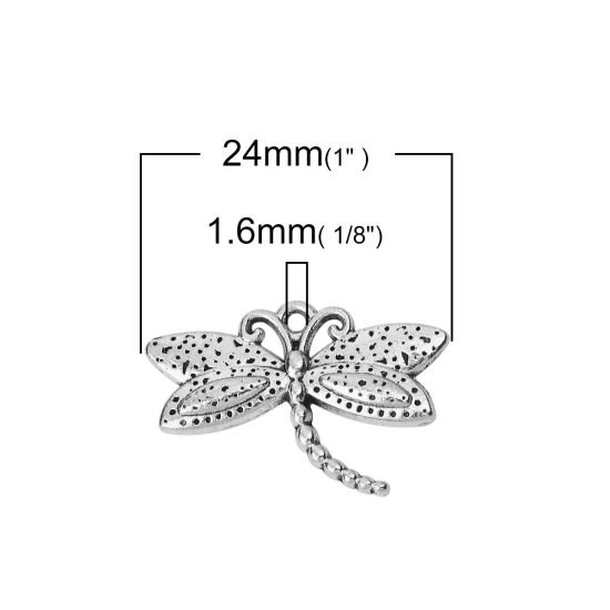 Imagen de Zamak Colgantes Charms Libélula Plata Antigua 24mm x 16mm, 50 Unidades