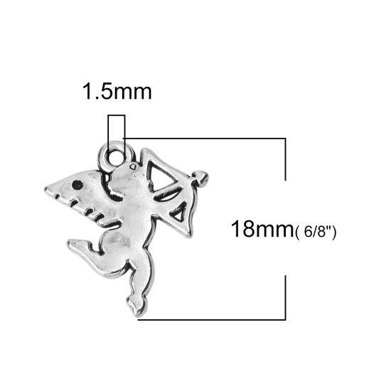 Picture of Zinc Based Alloy Charms Cupid Antique Silver Color 18mm( 6/8") x 16mm( 5/8"), 50 PCs
