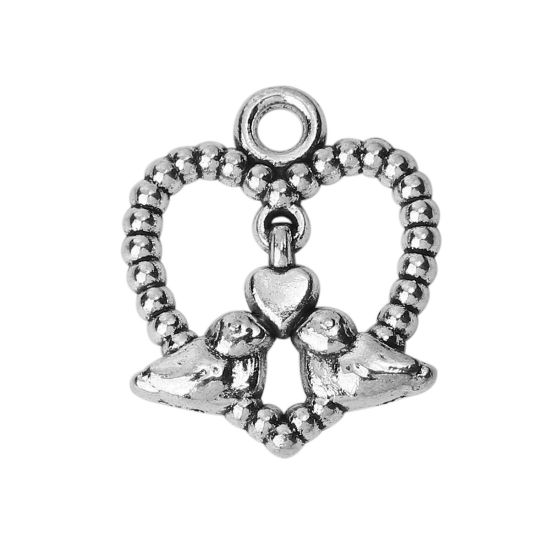 Bild von Zinklegierung Charms Herz Antiksilber 18mm x 15mm, 50 Stück