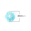 Picture of Plastic & Cotton Appliques Patches DIY Scrapbooking Craft Flower Blue Imitation Pearl AB Color 26mm(1") x 24mm(1"), 5 PCs