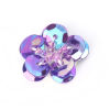 Picture of Plastic & Cotton Appliques Patches DIY Scrapbooking Craft Flower Purple Sequins AB Color 20mm( 6/8") x 20mm( 6/8"), 5 PCs