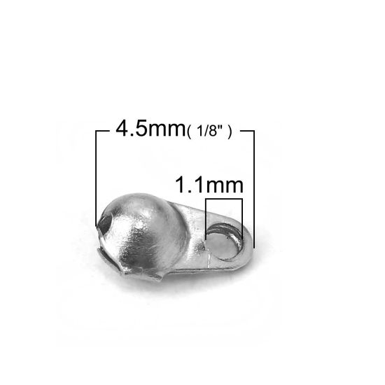 Image de Cache Nœud en 304 Acier Inoxydable Argent Mat (Apparié à Chaîne Maille Bille 2mm) 4.5mm x 2.5mm, 50 Pcs