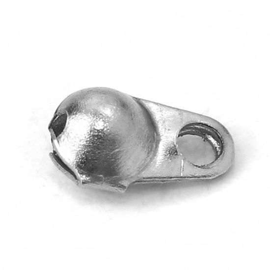 Image de Cache Nœud en 304 Acier Inoxydable Argent Mat (Apparié à Chaîne Maille Bille 2mm) 4.5mm x 2.5mm, 50 Pcs