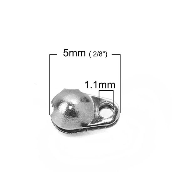 Image de Cache Nœud en 304 Acier Inoxydable Argent Mat (Apparié à Chaîne Maille Bille 2.5mm) 5mm x 3mm, 50 Pcs