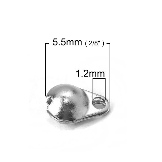 Image de Cache Nœud en 304 Acier Inoxydable Argent Mat avec Boucle (Apparié à Chaîne Maille Bille: 2mm) 5.5mm x 4mm, 50 Pcs