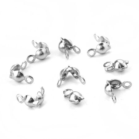 Picture of 304 Stainless Steel Bead Tips (Knot Cover) Silver Tone