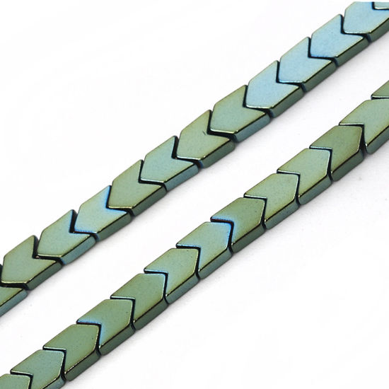 Picture of Hematite Beads Arrowhead Green About 6mm( 2/8") x 4mm( 1/8"), Hole: Approx 1mm, 42cm(16 4/8") long, 1 Strand (Approx 98 PCs/Strand)