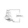 Image de Cabochons d'Embellissement en Alliage de Zinc Chat Argent Vieilli 24mm x 20mm, 20 Pcs