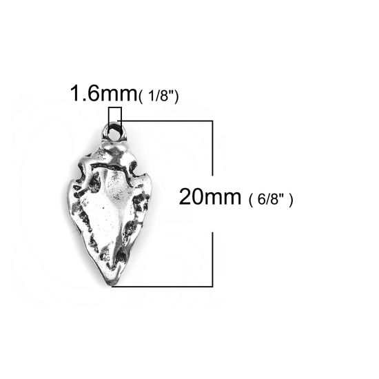 Bild von Zinklegierung Charms Pfeilspitze Antiksilber 20mm x 11mm, 20 Stück