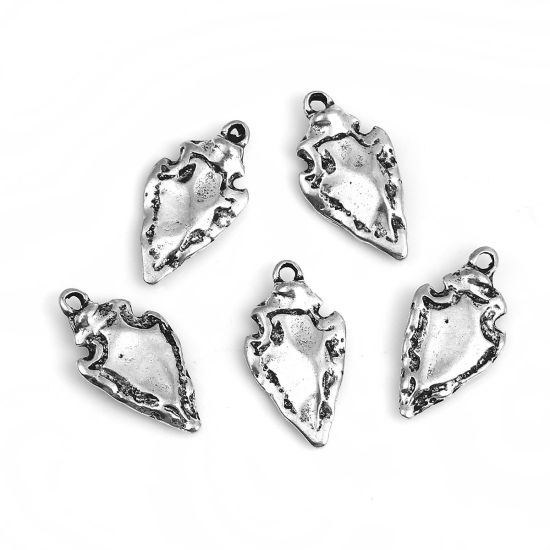 Bild von Zinklegierung Charms Pfeilspitze Antiksilber 20mm x 11mm, 20 Stück