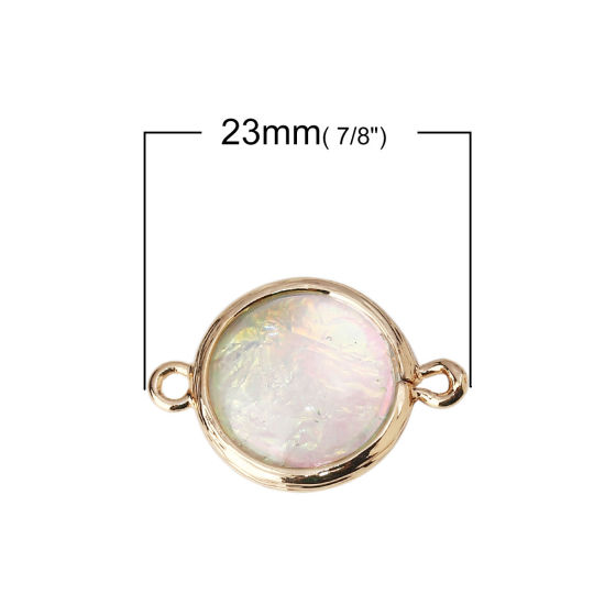 Bild von Messing & Harz AB Regenbogenfarbe Nordlicht Verbinder Rund Hellgold Weiß 23mm x 16mm, 5 Stück
