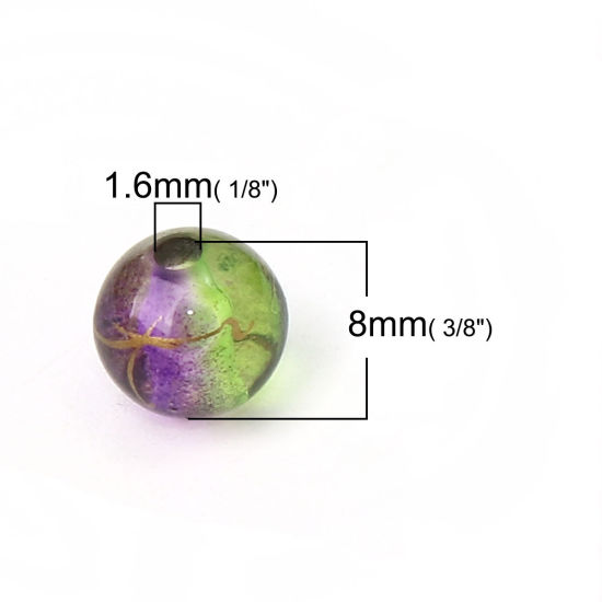 Bild von Acryl Perlen Rund Zufällig Mix Marmoriert ca. 8mm D., Loch:ca. 1.6mm, 300 Stück