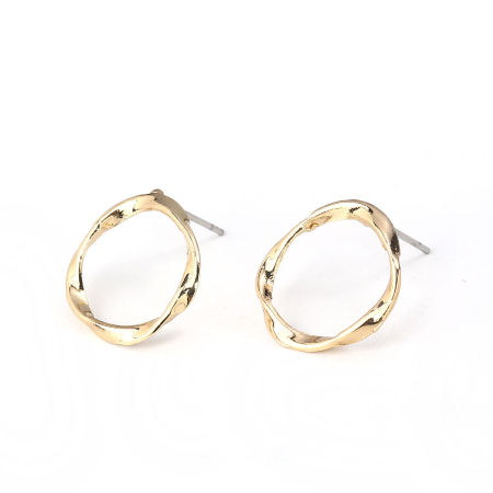 亜鉛合金 イヤリング イヤリングパーツ 曲げ 金メッキ サークルリング柄 17mm、 ワイヤーサイズ: （21号）、 10 個