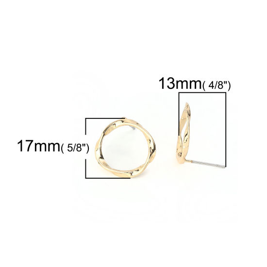 Imagen de Zamak Pendientes Torcido Chapado en Oro Anillo 17mm, Post/ Wire: (21 gauge), 10 Unidades