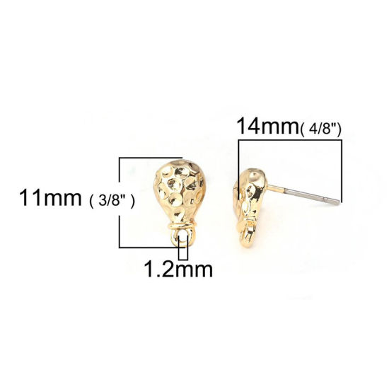 Immagine di Lega di Zinco Orecchini a Perno Tappi di Orecchini Nodo d'amore Oro Placcato 11mm x 6mm, Diametro Filo: (21 misura), 10 Pz