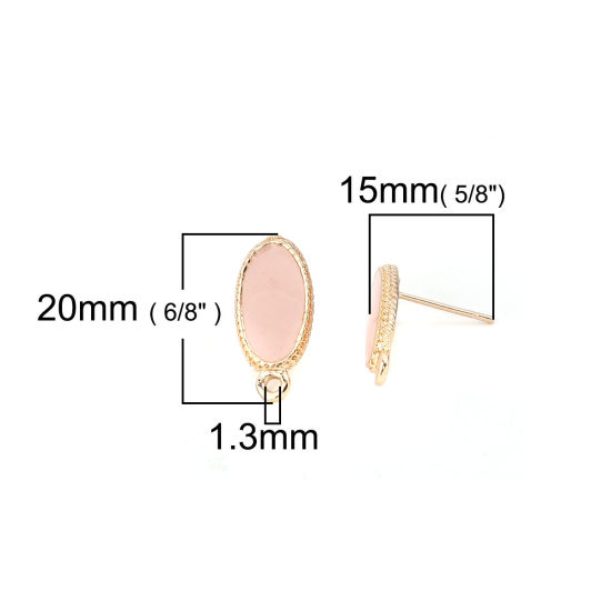 亜鉛合金 イヤリング イヤリングパーツ 楕円形 KC金メッキ ピンク ループ付き 20mm x 9mm、 ワイヤーサイズ: （21号）、 10 個 の画像