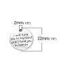 Picture of Zinc Based Alloy Charms Round Antique Silver Color Message 22mm( 7/8") Dia, 20 PCs