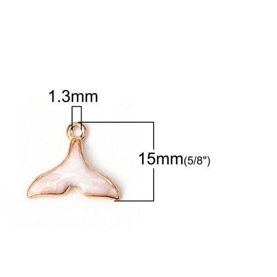 Bild von Zinklegierung Charms Walflosse Vergoldet Blau Emaille 18mm x 15mm, 20 Stück