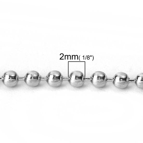 Picture of Iron Based Alloy Ball Chain Findings Silver Tone 2mm( 1/8"), 10 M