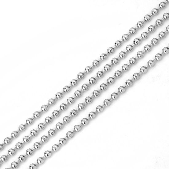 Picture of Iron Based Alloy Ball Chain Findings Silver Tone 2mm( 1/8"), 10 M