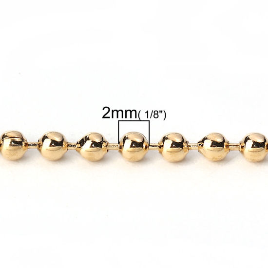 Picture of Iron Based Alloy Ball Chain Findings KC Gold Plated 2mm( 1/8"), 10 M