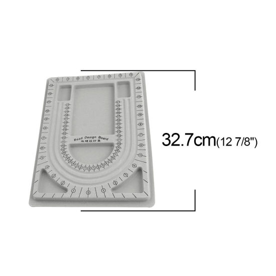 ABS ジュエリーツール  DIY ビーズトレイストリングジュエリーデザイン 長方形 グレー 32.7cm x 24cm、 1 個 の画像