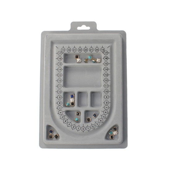 Picture of Plastic Beading Board Tray Bead Trays Stringing Design Boards for Creating Bracelets, Necklaces and Jewelry Rectangle Gray 23.2cm(9 1/8") x 15.8cm(6 2/8"), 1 Piece
