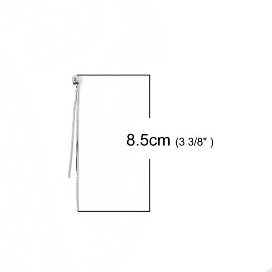 Bild von Messing Ohrring Ohrstecker Silberfarbe 85mm x 4mm, 4 Stück                                                                                                                                                                                                    