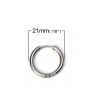 Picture of 304 Stainless Steel Hoop Earrings Circle Ring Silver Tone 21mm( 7/8") x 20mm( 6/8"), Post/ Wire Size: (18 gauge), 2 PCs