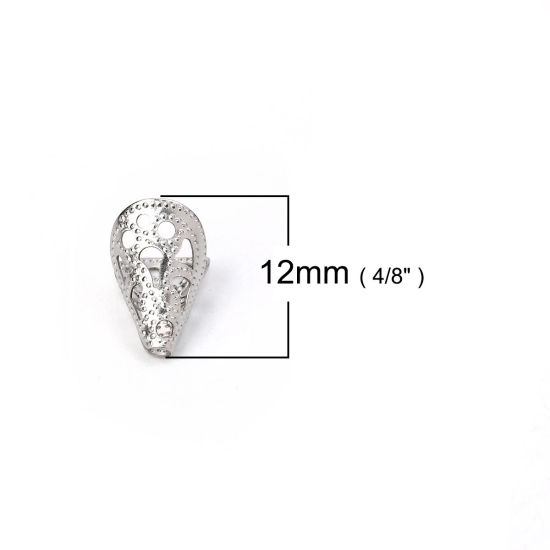 Picture of 304 Stainless Steel Beads Caps Cone Silver Tone (Fits 12mm Beads) 12mm( 4/8") x 8mm( 3/8"), 20 PCs