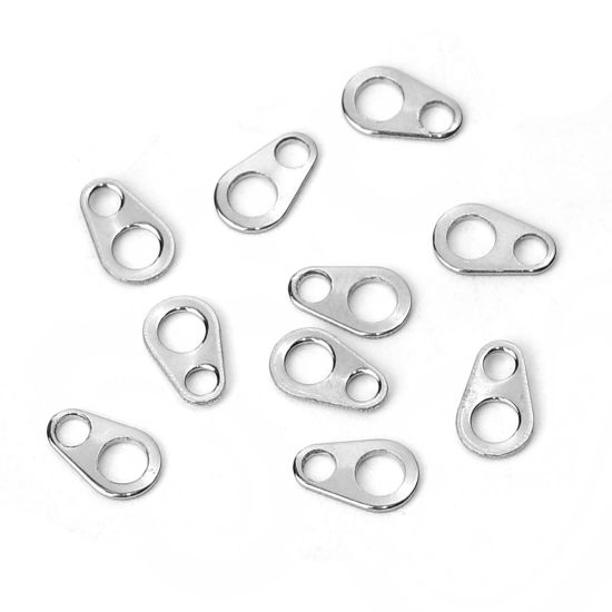 Imagen de 304 Acero Inoxidable Conectores Gota Tono de Plata 6.5mm x 4mm, 50 Unidades