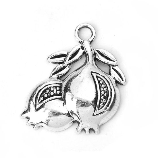 Immagine di Lega di Zinco Ciondoli Melagrana Argento Antico 34mm x 32mm , 10 Pz