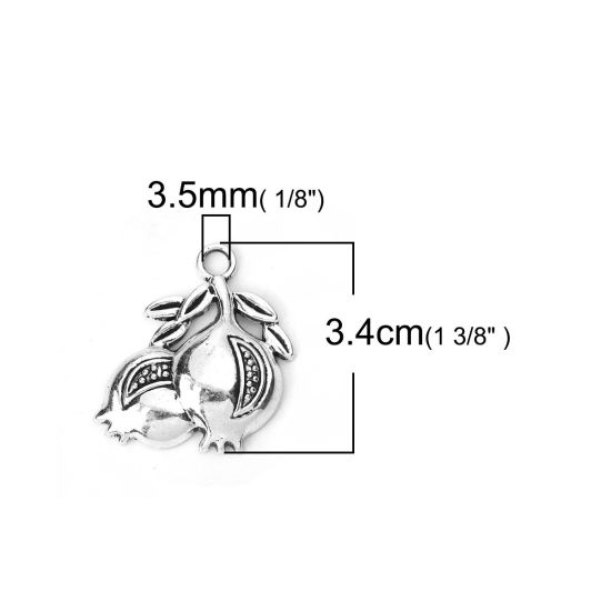 Immagine di Lega di Zinco Ciondoli Melagrana Argento Antico 34mm x 32mm , 10 Pz