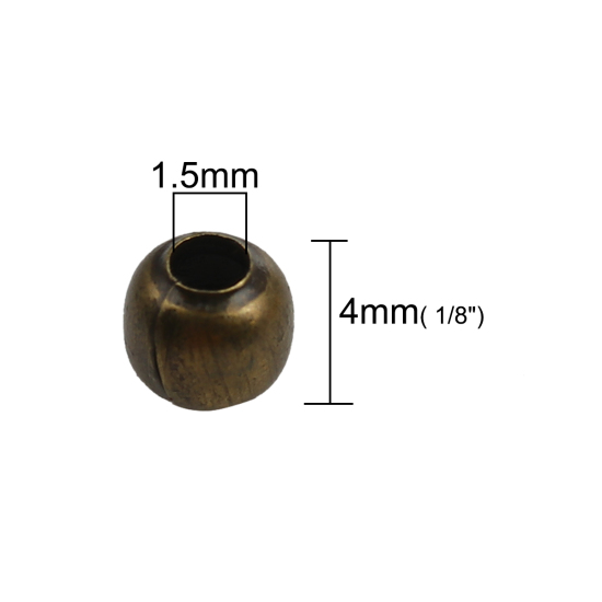 Bild von Eisenlegierung Zwischenperlen Spacer Perlen Rund Mix ca. 4mm D., Loch:ca. 1.5mm, 1 Box（ca. 948 Stück)